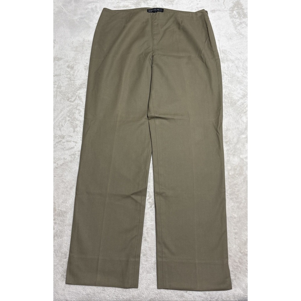 Lafayette 148 New York Dress Pants Womens 4 Olive Side Zip Vented Career Slacks